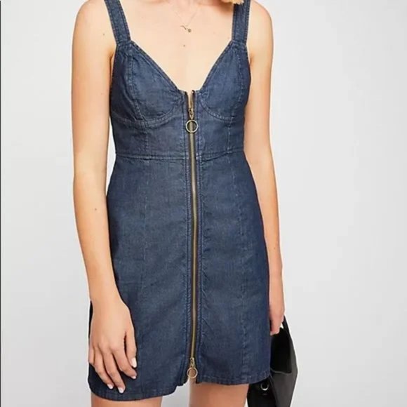 Free People Denim Dress Bustier Body Con Dress - Picture 9 of 11